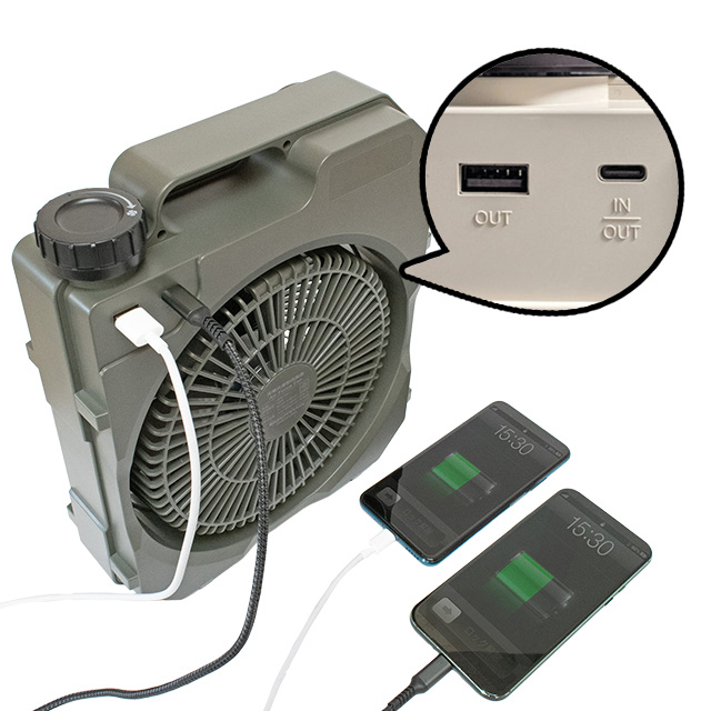 充電式薄型送風扇「Air Force Fan」スマホ2台同時充電可能